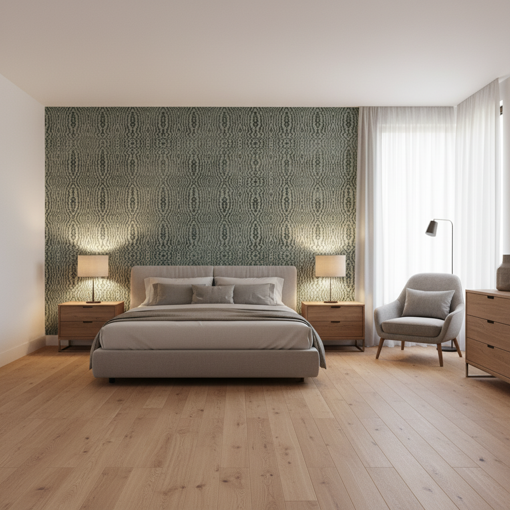 Callow Velvet Aqua — Bedroom Room Setting