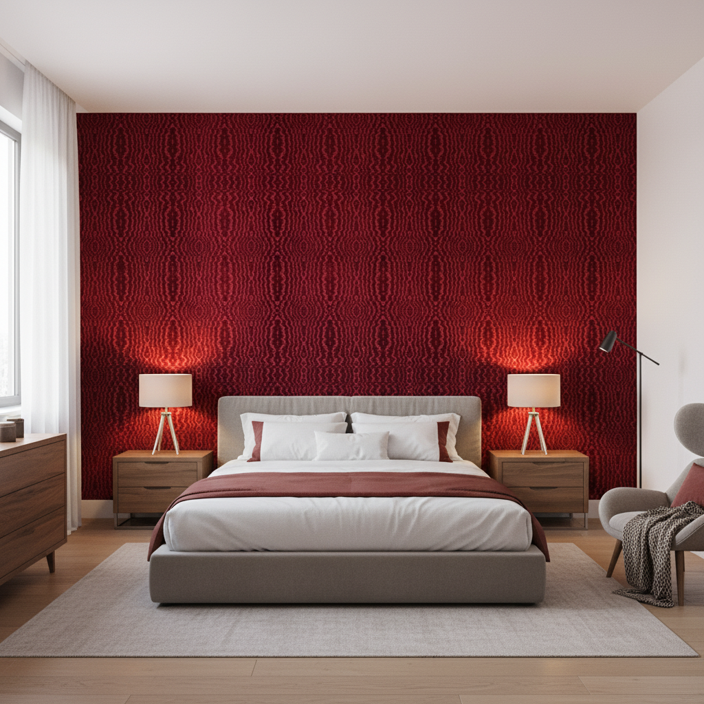Callow Velvet Ruby — Bedroom Room Setting
