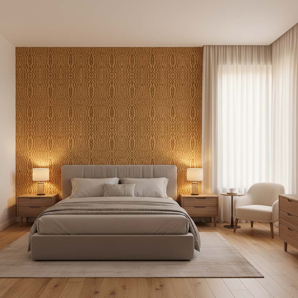 Callow Velvet Golden — Bedroom Room Setting