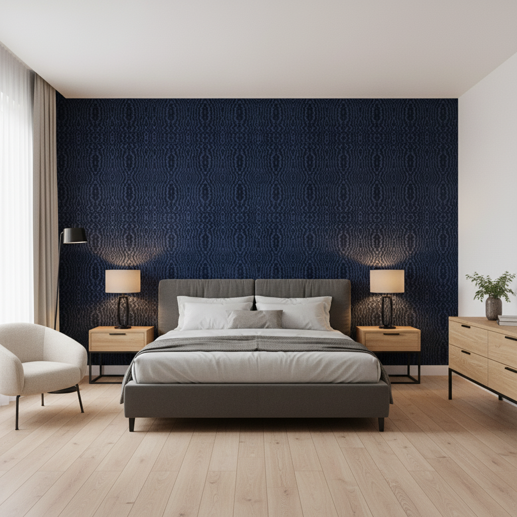 Callow Velvet Midnight — Bedroom Room Setting