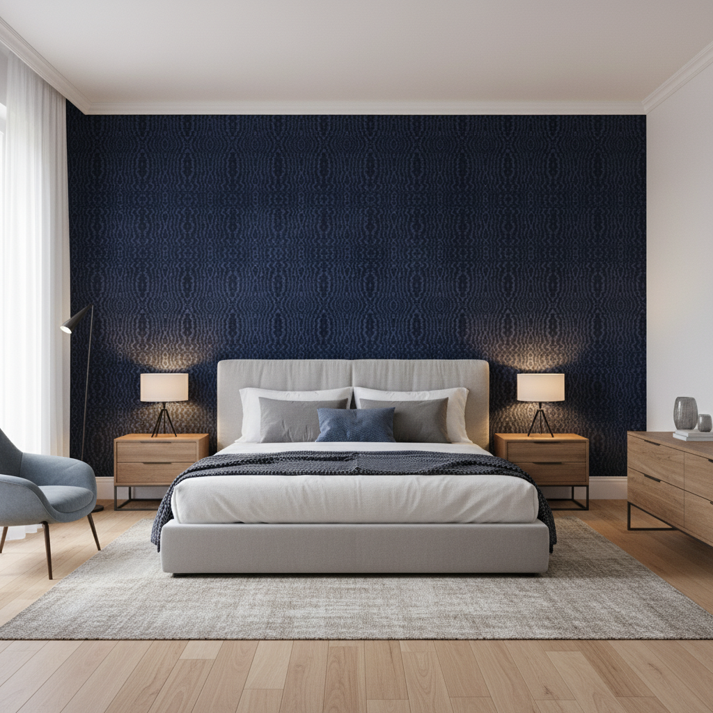 Callow Velvet Midnight — Bedroom Room Setting