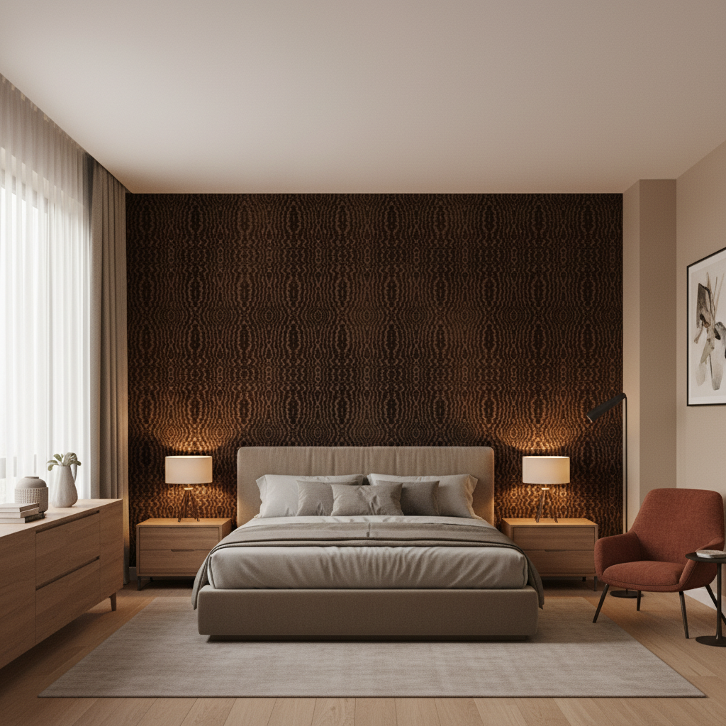 Callow Velvet Umber — Bedroom Room Setting