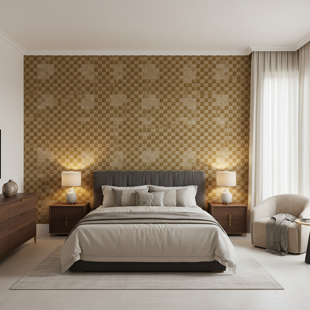 Allonby Weave Fawn — Bedroom Room Setting