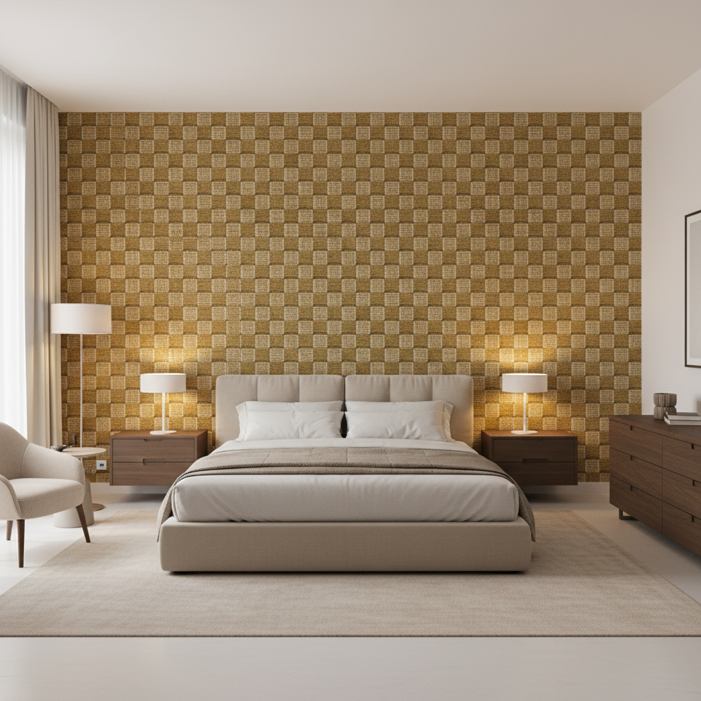 Allonby Weave Fawn — Bedroom Room Setting