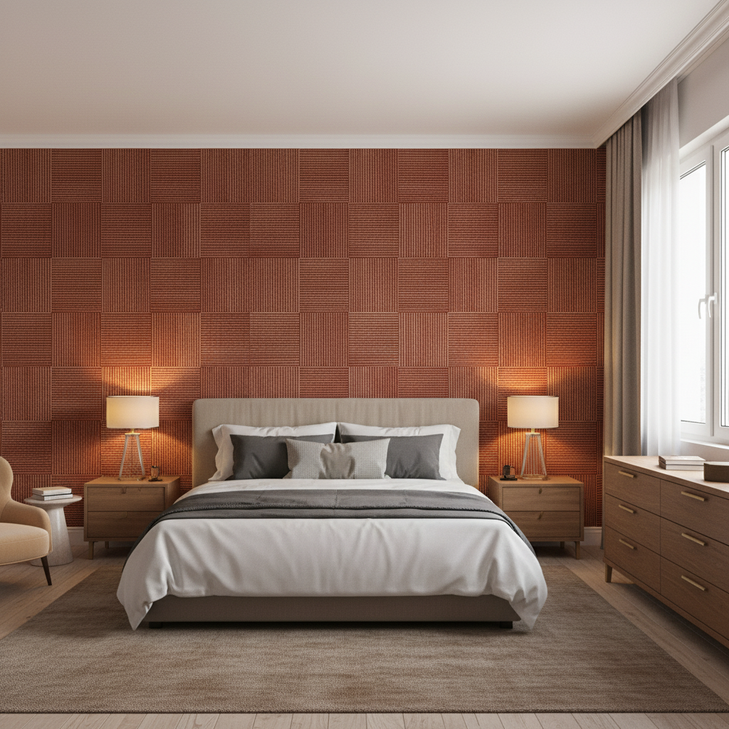 Allonby Weave Ruby — Bedroom Room Setting