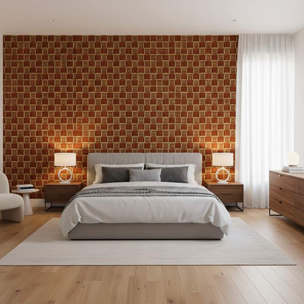 Allonby Weave Cinnabar — Bedroom Room Setting