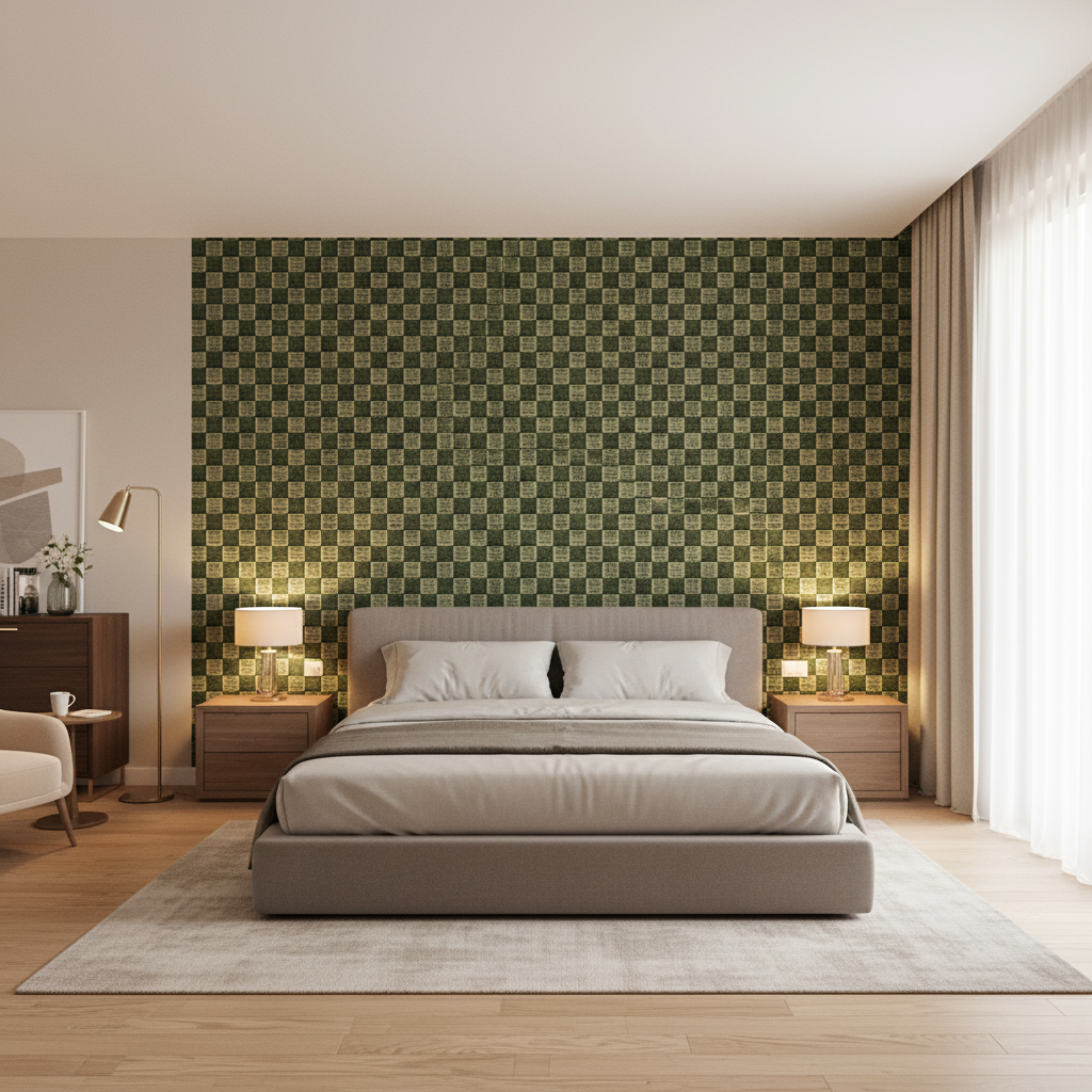 Allonby Weave Spruce — Bedroom Room Setting