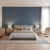 Allonby Weave Blue — Bedroom Room Setting
