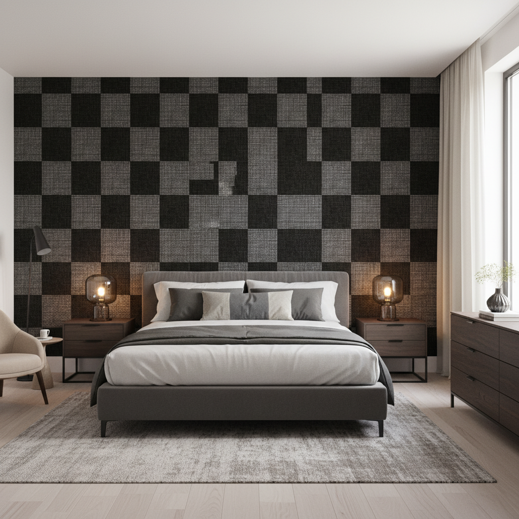 Allonby Weave Jet — Bedroom Room Setting