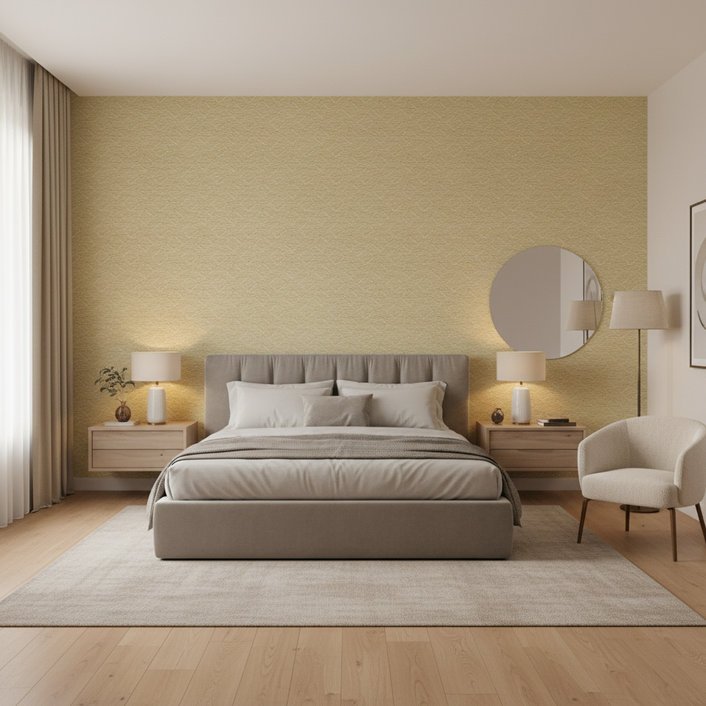 Maldon Weave Sand — Bedroom Room Setting