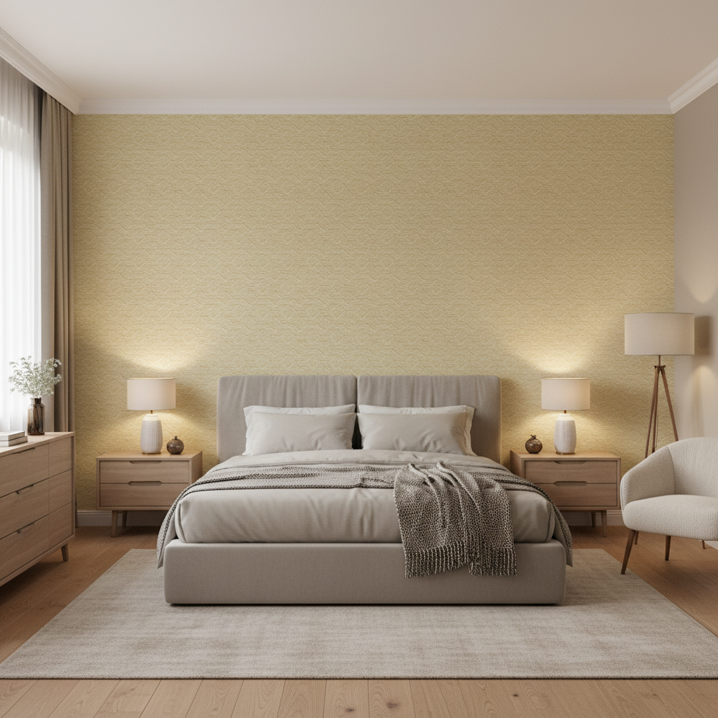 Maldon Weave Sand — Bedroom Room Setting