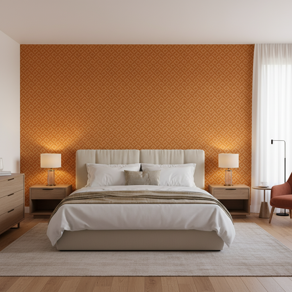 Maldon Weave burnt sienna — Bedroom Room Setting