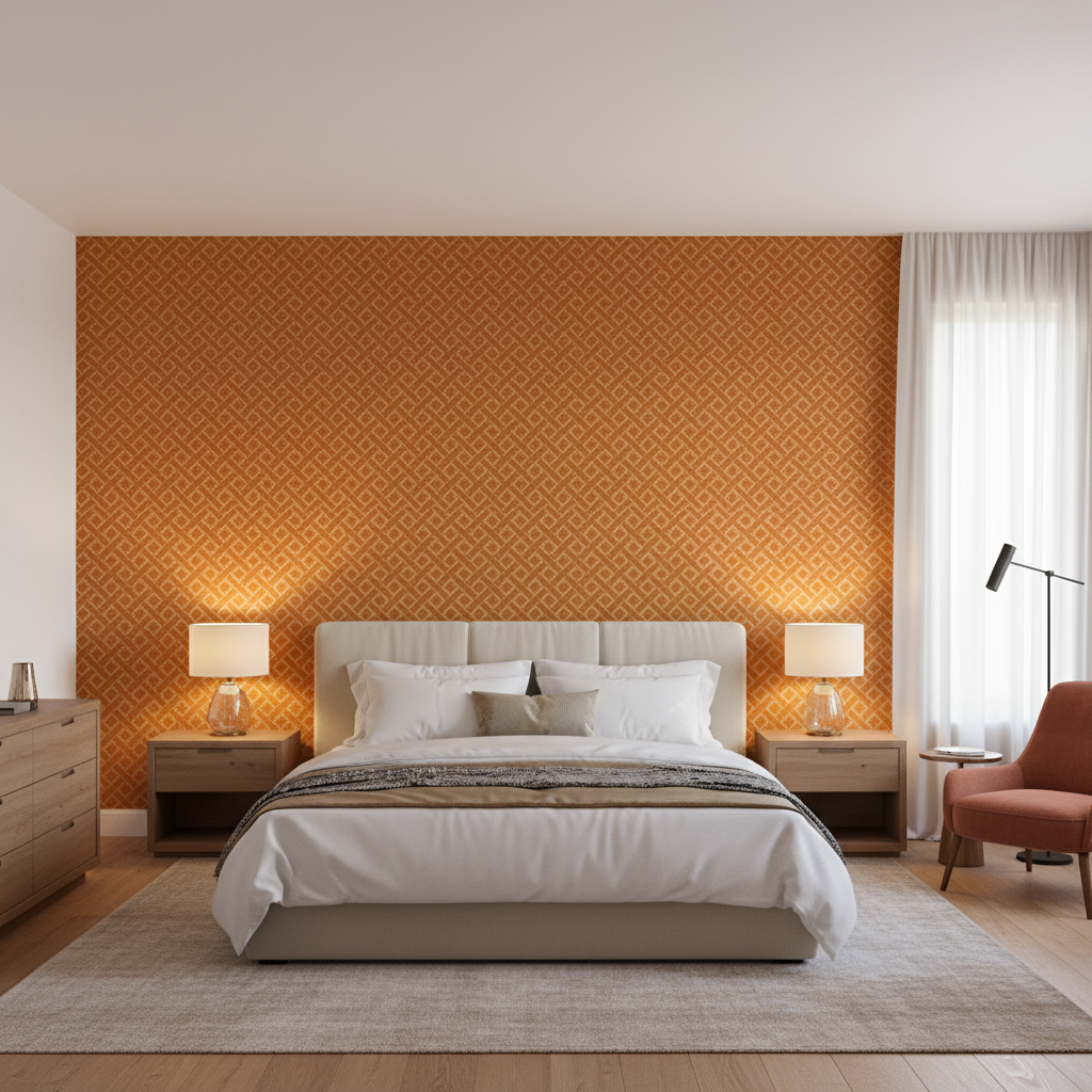 Maldon Weave burnt sienna — Bedroom Room Setting