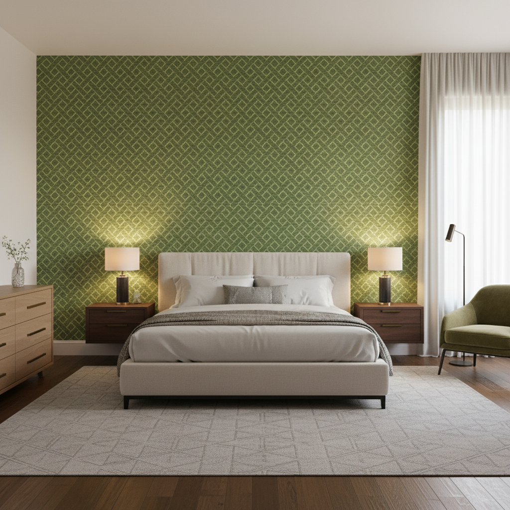 Maldon Weave Aloe — Bedroom Room Setting