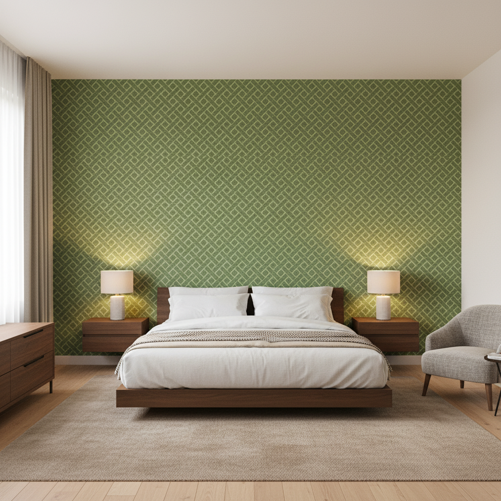 Maldon Weave Aloe — Bedroom Room Setting
