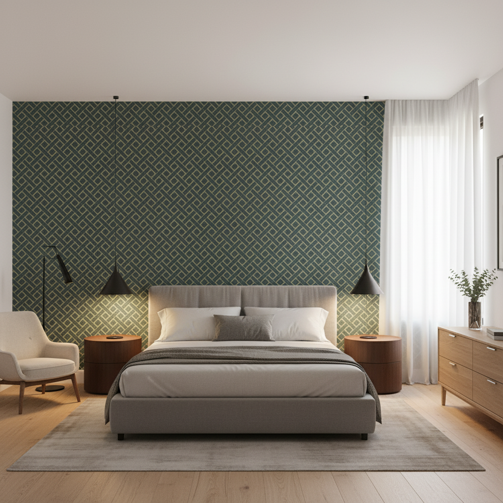 Maldon Weave Marine — Bedroom Room Setting