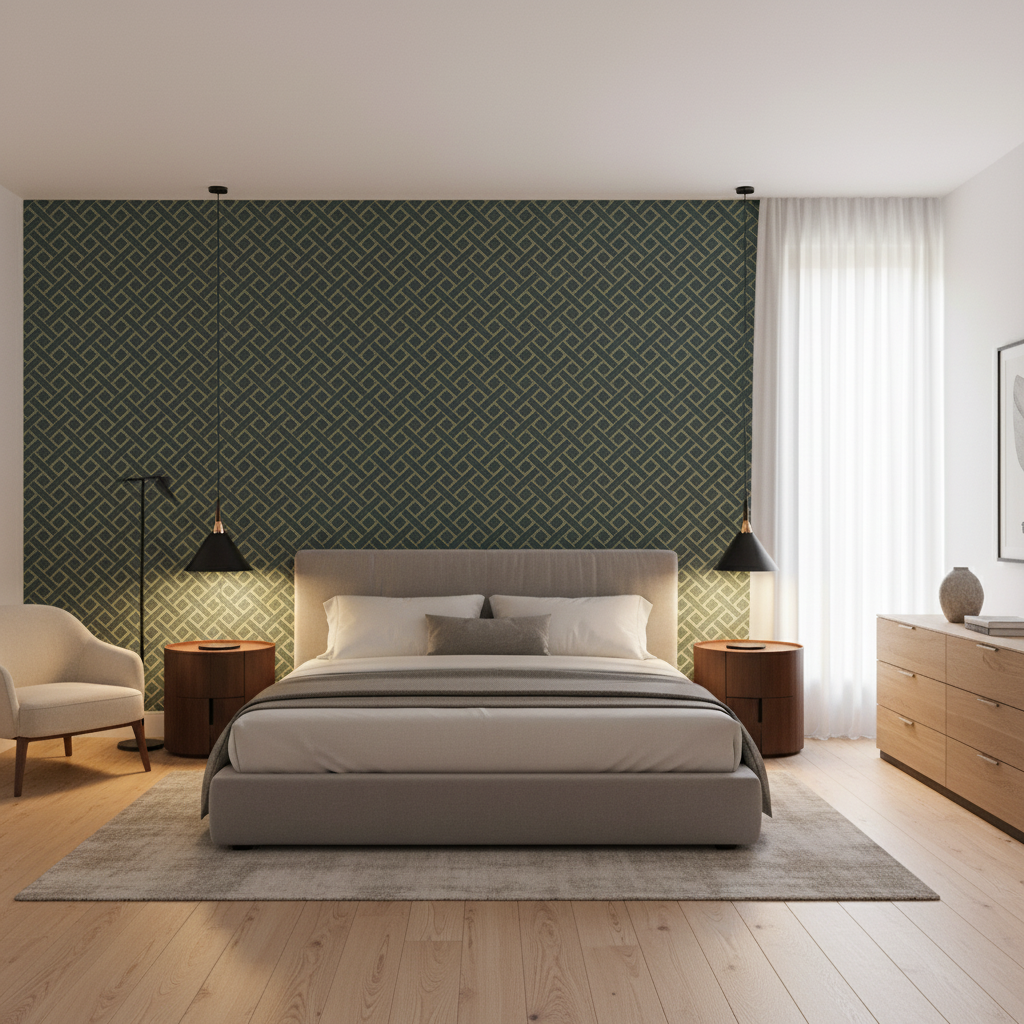 Maldon Weave Marine — Bedroom Room Setting