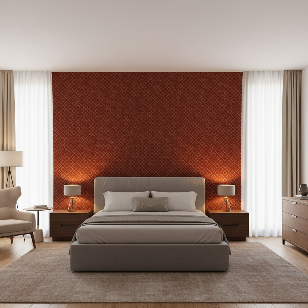 Maldon Weave Brick — Bedroom Room Setting