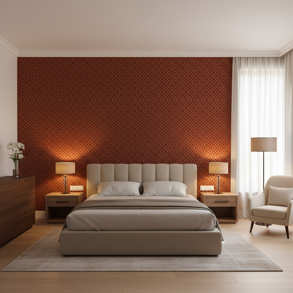 Maldon Weave Brick — Bedroom Room Setting