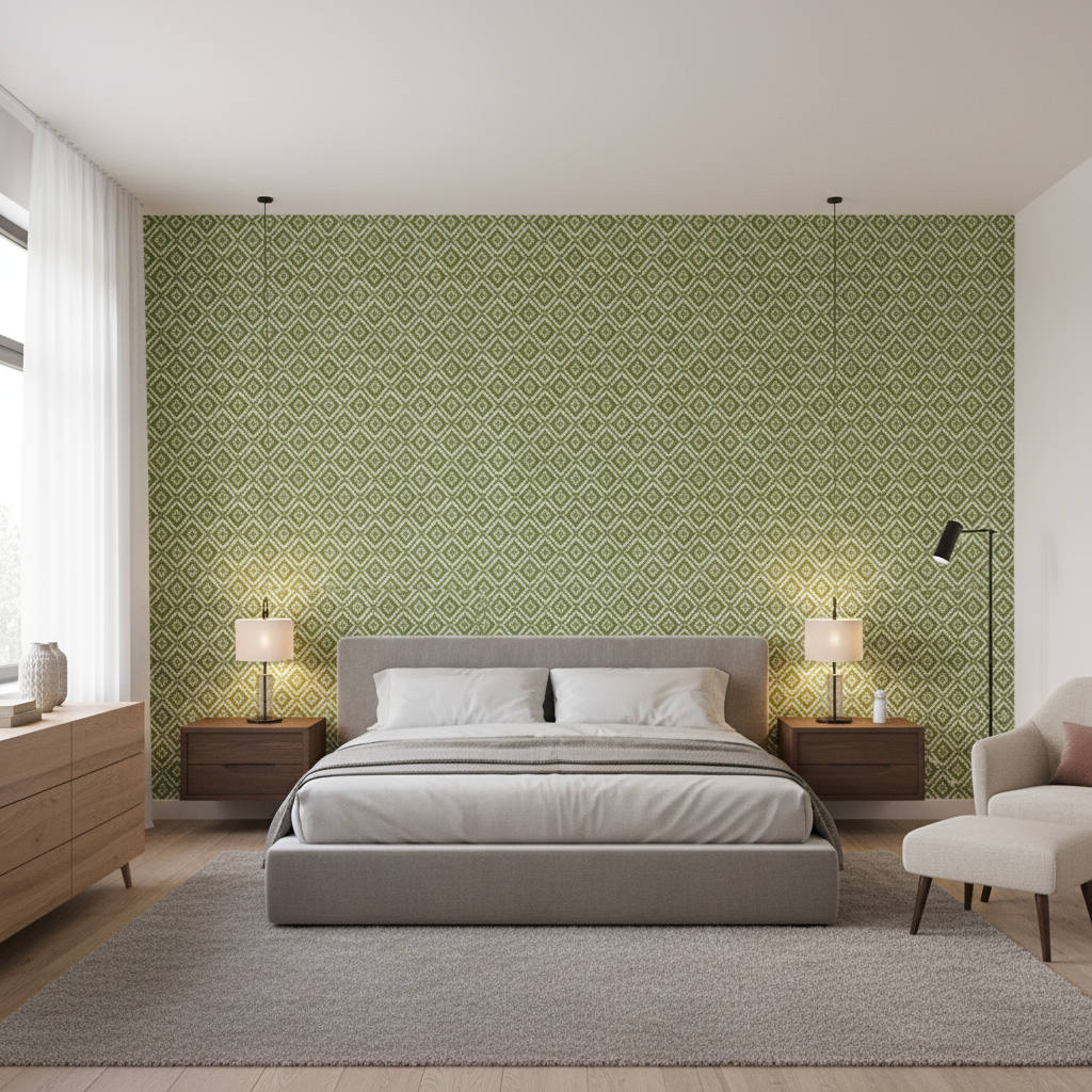 Seaford Weave Leaf — Bedroom Room Setting