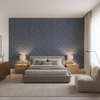 Seaford Weave Navy — Bedroom Room Setting