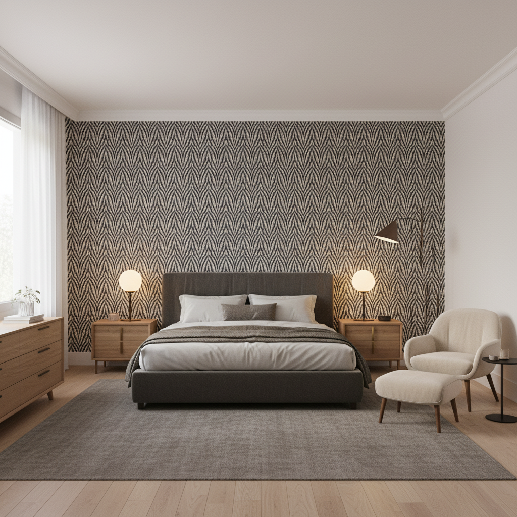 Blyth Weave Slate — Bedroom Room Setting