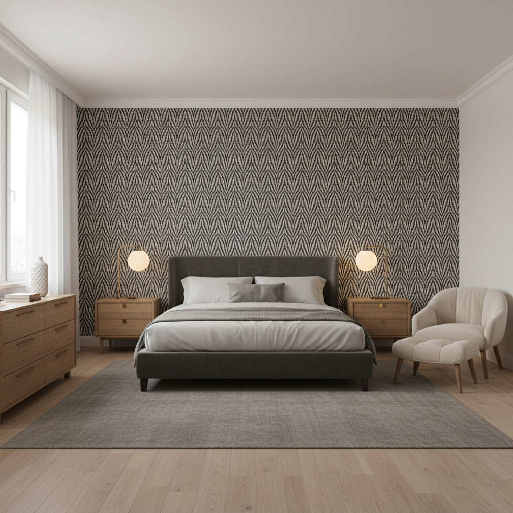 Blyth Weave Slate — Bedroom Room Setting
