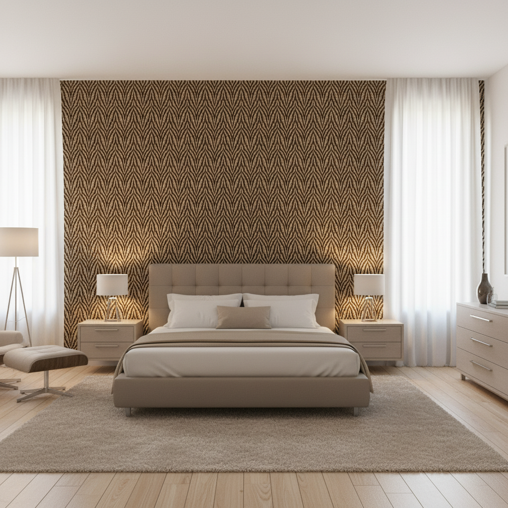 Blyth Weave Umber — Bedroom Room Setting