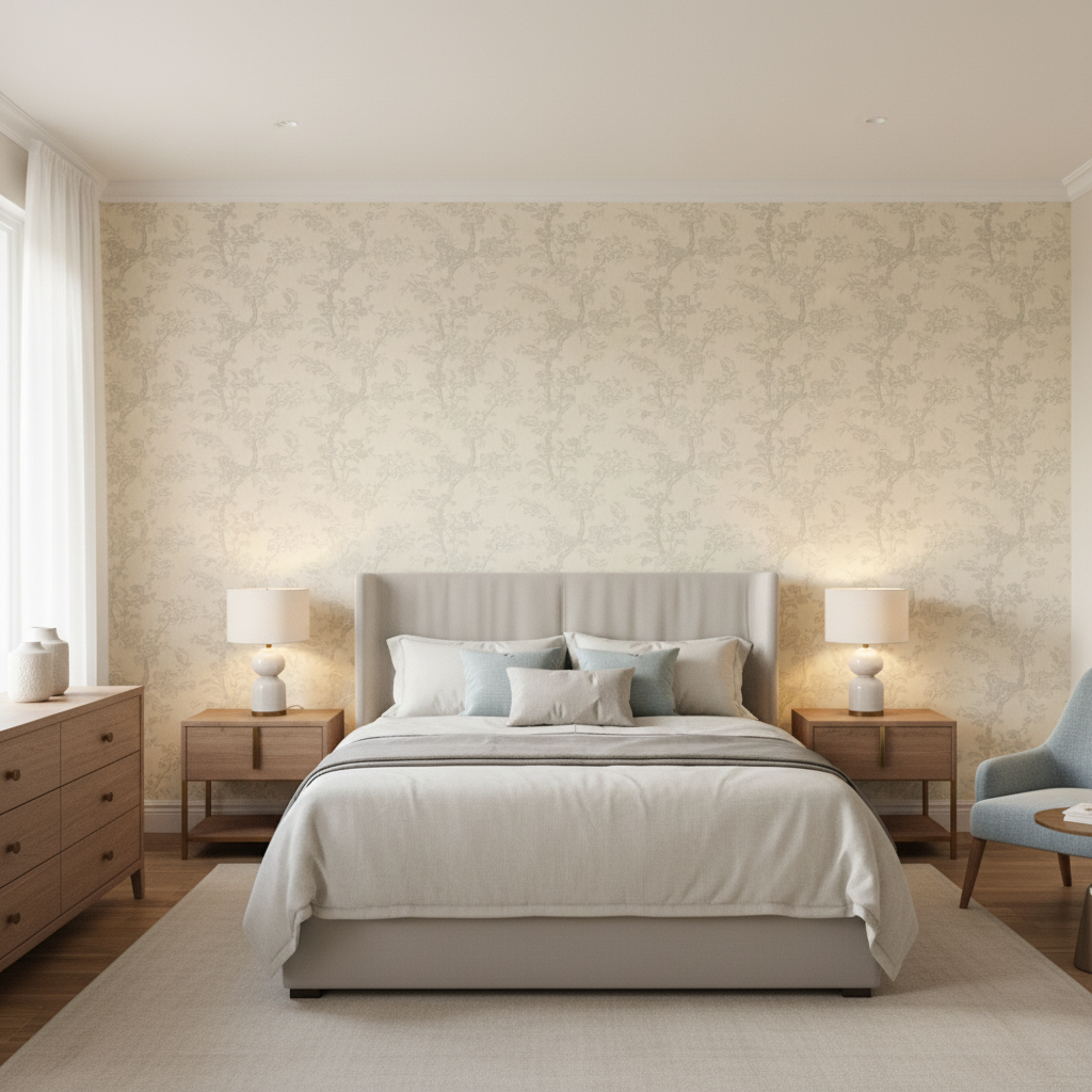 Beijing Blossom cream — Bedroom Room Setting