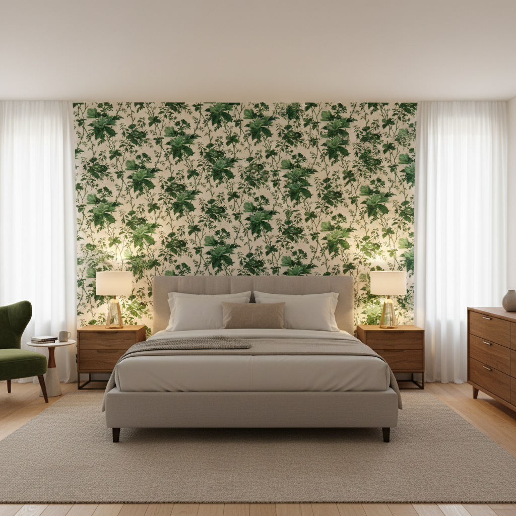 De La Tour Paolos Green — Bedroom Room Setting