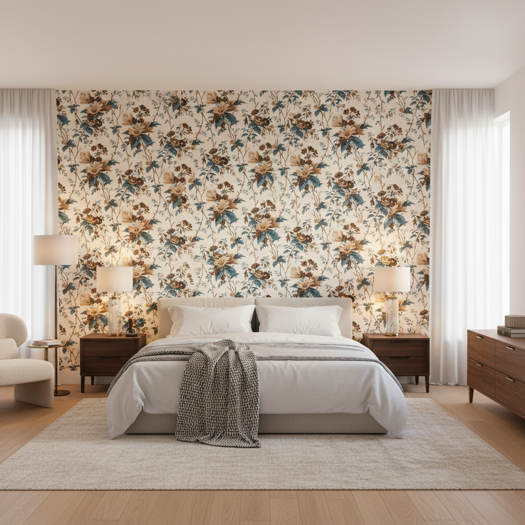 De La Tour Blu/Brow/Whi — Bedroom Room Setting