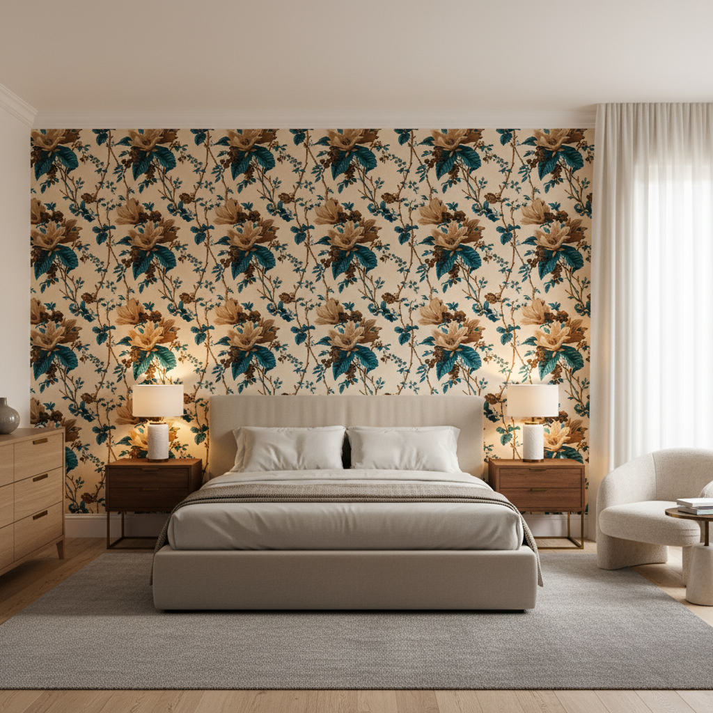 De La Tour Blu/Brow/Ecru — Bedroom Room Setting