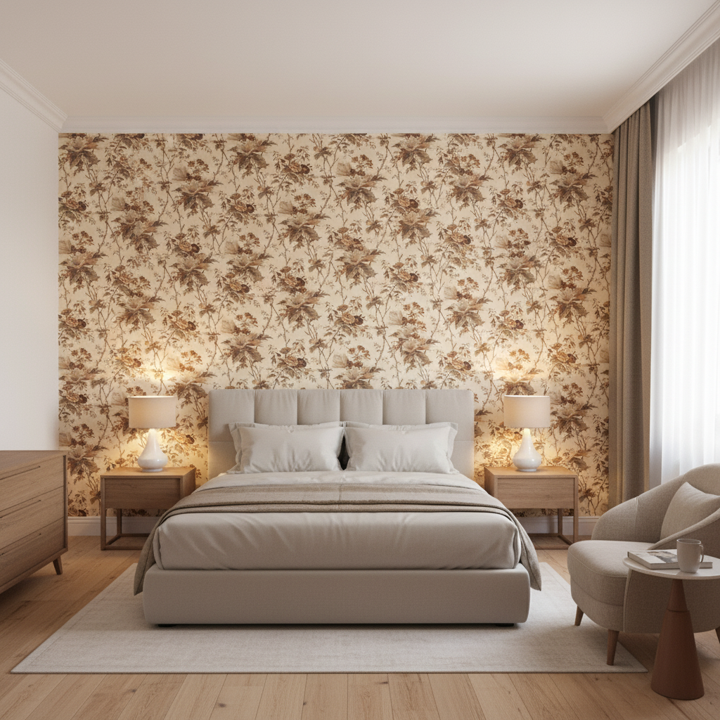 De La Tour Plum/Brow/Ecru — Bedroom Room Setting