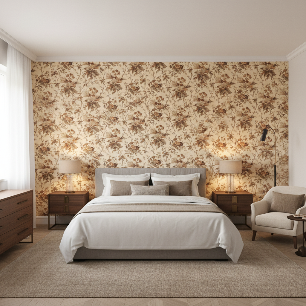 De La Tour Plum/Brow/Ecru — Bedroom Room Setting