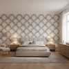 Leaf Trellis cream — Bedroom Room Setting