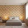 Leaf Trellis Caramel — Bedroom Room Setting