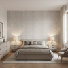 Drayton Print Smoke — Bedroom Room Setting