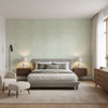 Drayton Print Moss — Bedroom Room Setting