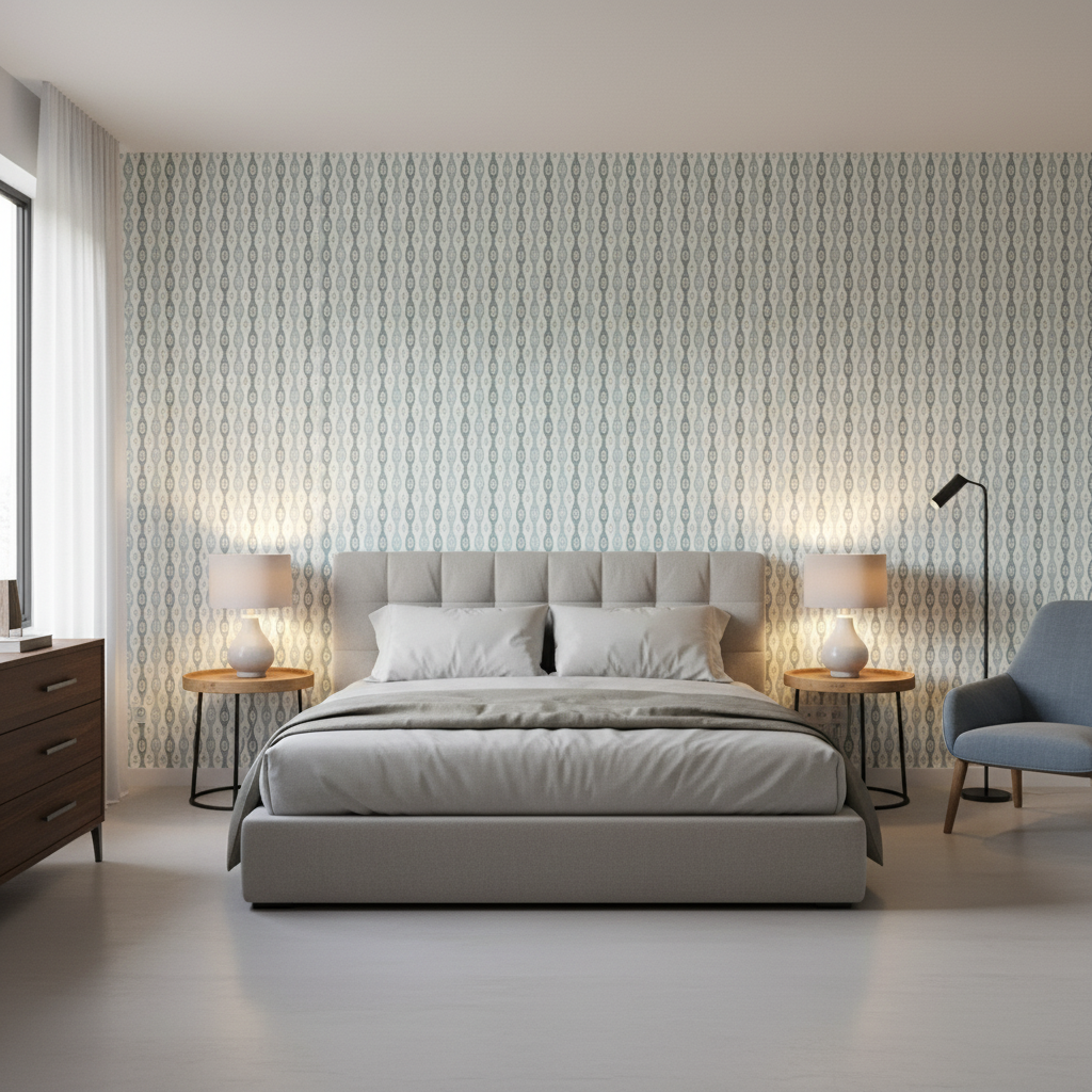 Elba Print Chambray — Bedroom Room Setting