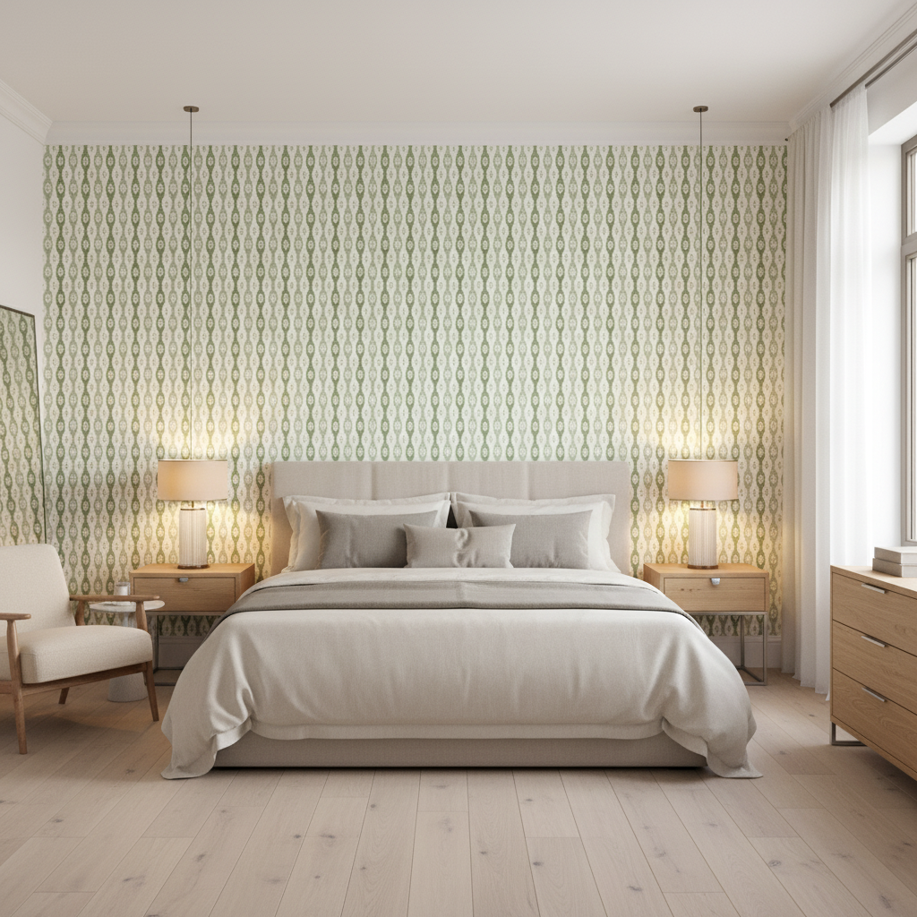 Elba Print Jade — Bedroom Room Setting