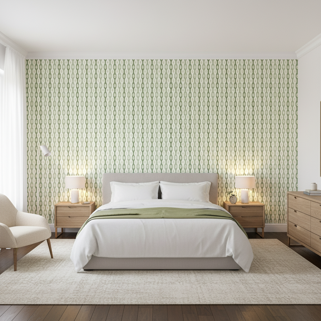 Elba Print Jade — Bedroom Room Setting