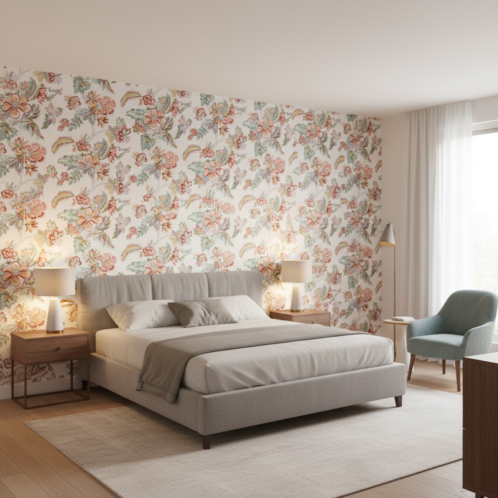 Augustine Print Multi — Bedroom Room Setting