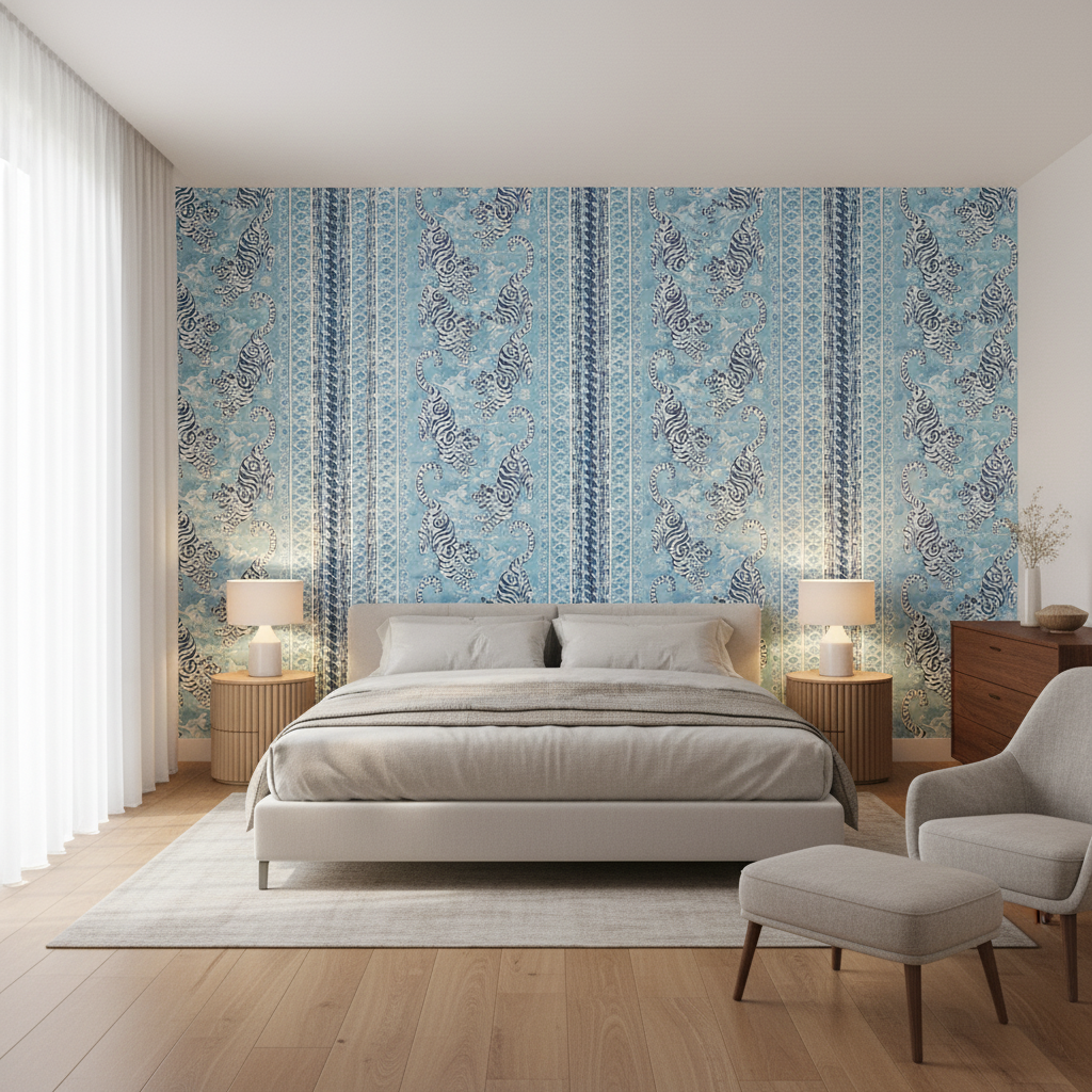 Bongol Print Sky — Bedroom Room Setting