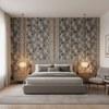 Bongol Print Charcoal — Bedroom Room Setting