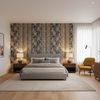 Bongol Print Charcoal — Bedroom Room Setting