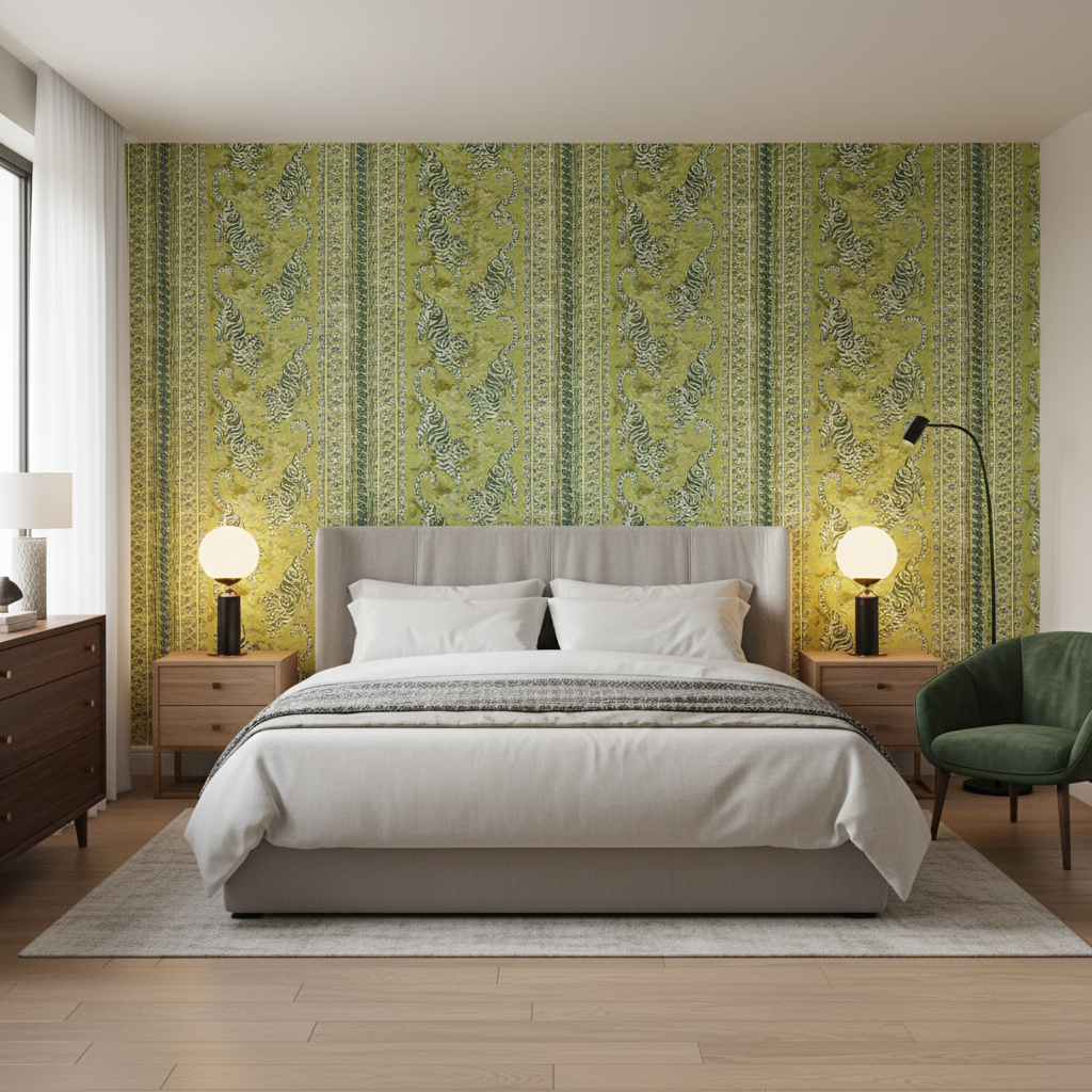 Bongol Print Kiwi — Bedroom Room Setting