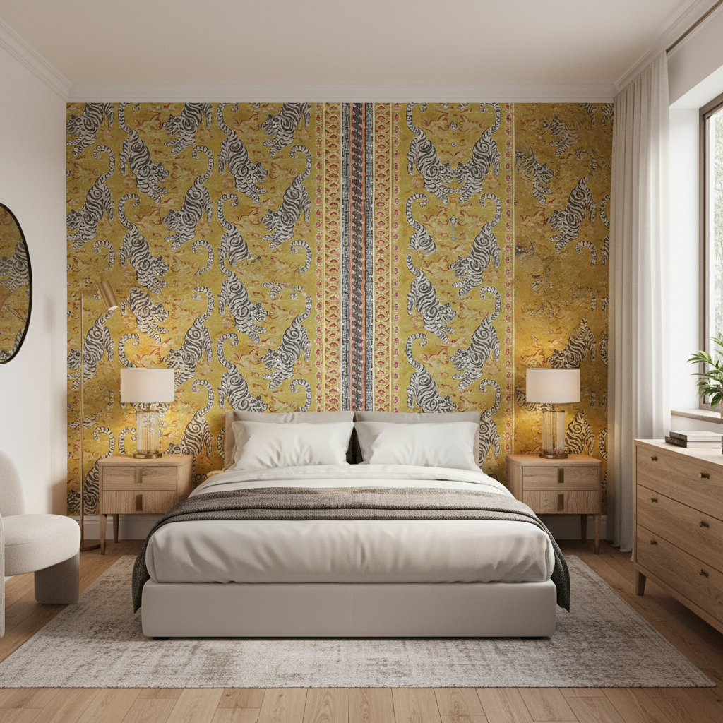 Bongol Print Citrine — Bedroom Room Setting