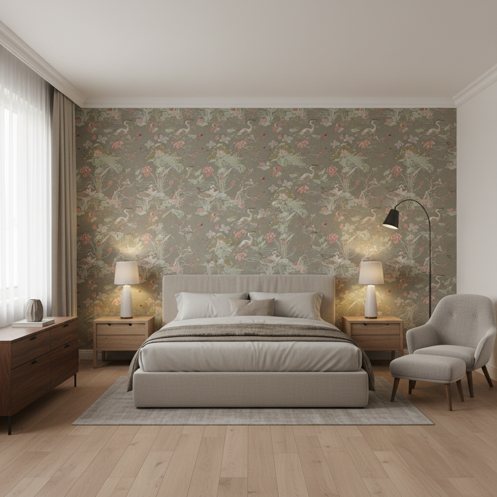 Luzon Print Fawn — Bedroom Room Setting