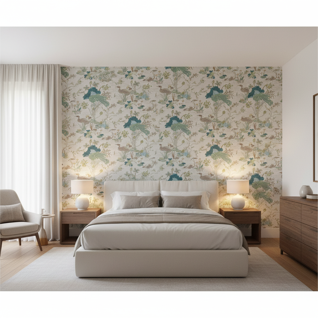 Luzon Print Jade — Bedroom Room Setting