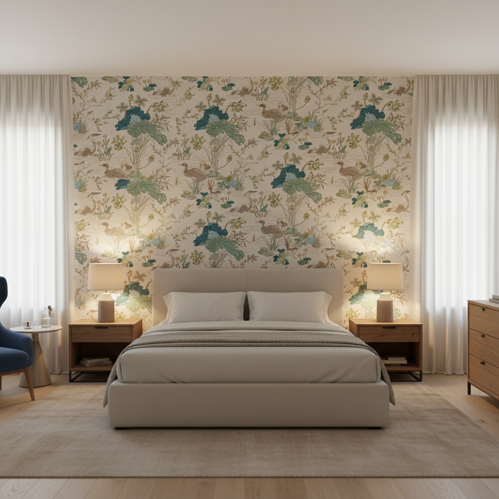 Luzon Print Jade — Bedroom Room Setting